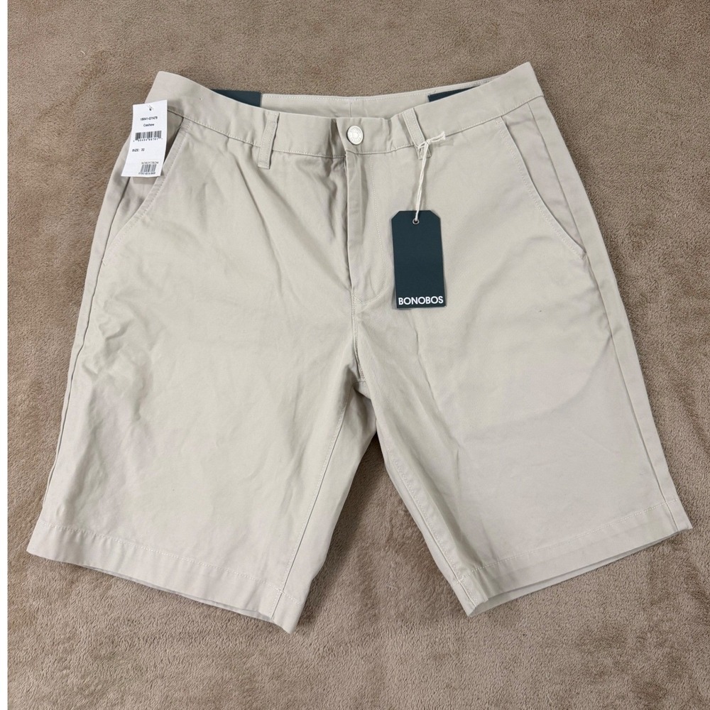 Bonobos Washed Chinos Shorts Mens Size 32 Cashew Beige 9 Inch Inseam NWT